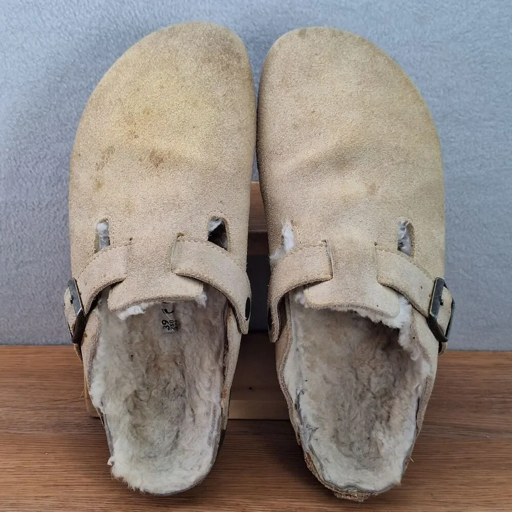 Birkenstock Boston Women's 8 EU 39 Narrow Shearling Clogs Taupe Suede
